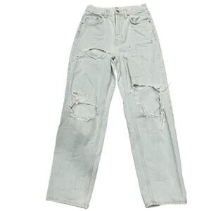 Womens Jeans 28 Distressed Grungy Y2K Holey Baggy Concert Streetwear Festival